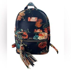 Bebe Bag Black Pink Floral Melissa Medium Studded Vegan Small Backpack